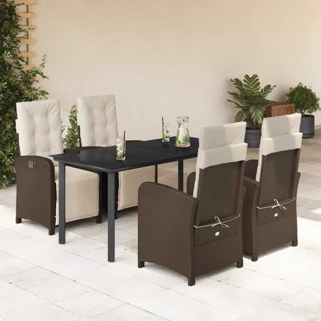 vidaXL 5-delige Tuinset met kussens poly rattan bruin, foto 2