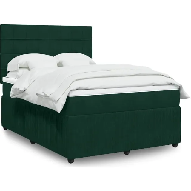 vidaXL Boxspring met matras fluweel donkergroen 140x200 cm groen