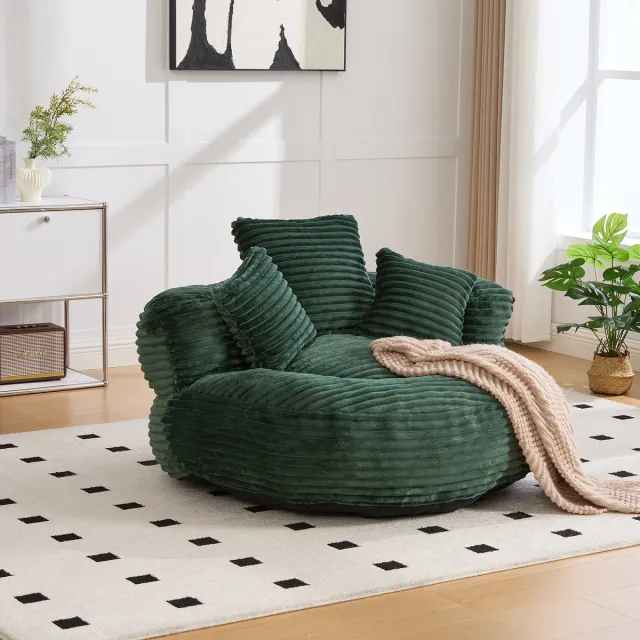 HAUSS SPOLE Fauteuil - Zitzakstoel Relax - Enkelstuk - Hoge Rugleuning & Armleuningen - Relaxstoel voor Spelkamer en Woonkamer - Stof Smaragdgroen Emerald