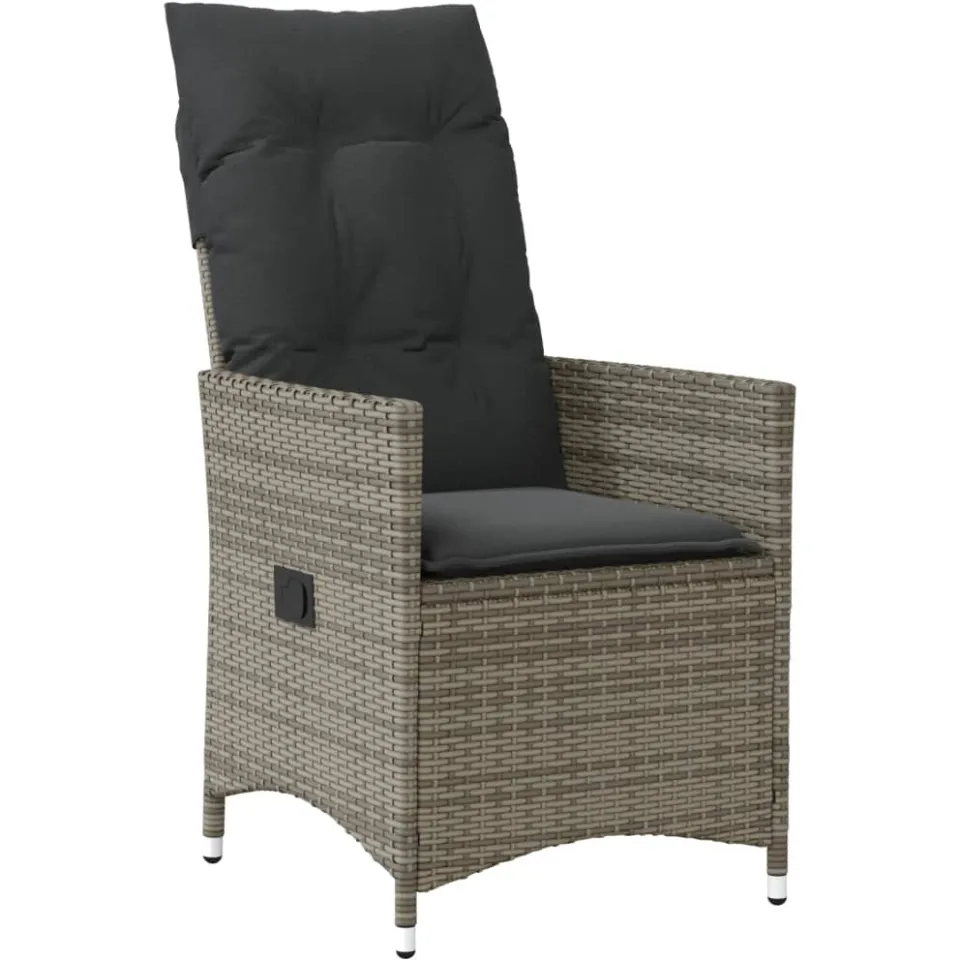 vidaXL 9-delige Bistroset met kussens poly rattan grijs