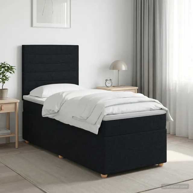 vidaXL Boxspringbed met matras met hoofdeinde Zwart 100 x 200 cm Stof