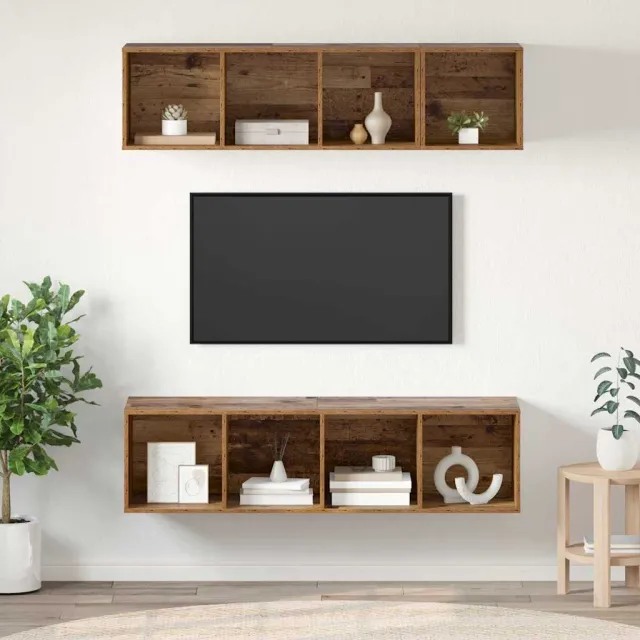 vidaXL Tv-meubelset 3 st Oud Hout Bewerkt hout Bruin