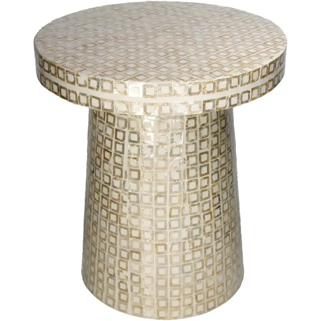 HD Collection Tafel Capiz Ivoor 40x40x45cm Creme