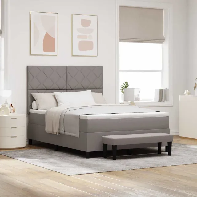 vidaXL Boxspringbed met kussen met hoofdeinde Taupe 140 x 200 cm Stof