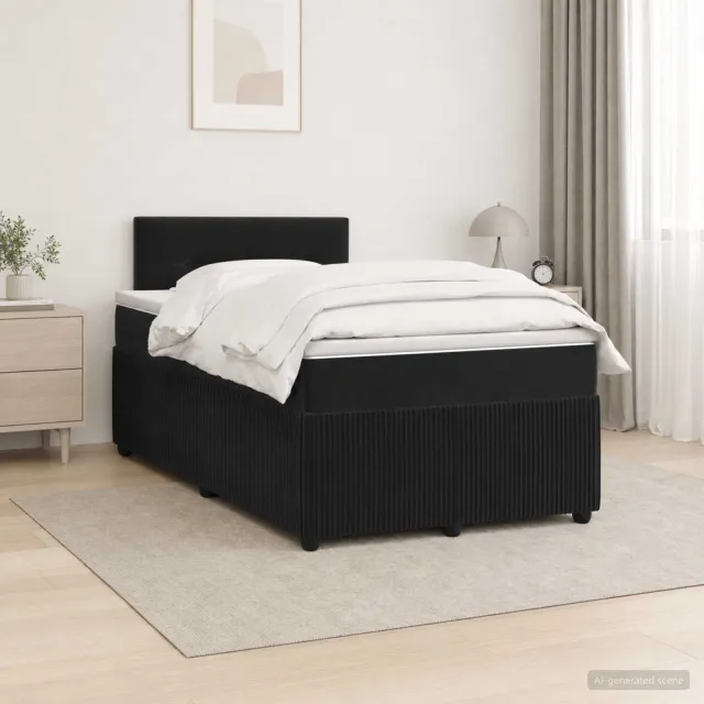 vidaXL Boxspringbed met matras Zwart 120 x 190 cm Fluweel