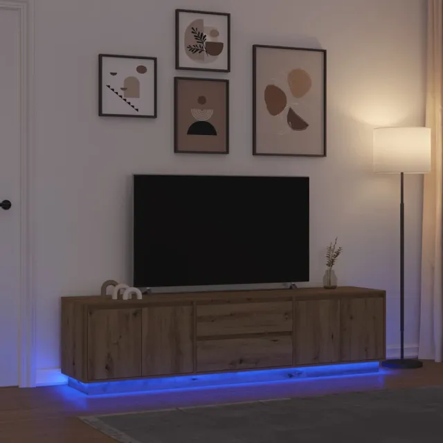vidaXL Tv-meubel met LED-verlichting 193,5x41x50 cm artisanaal eiken Bruin