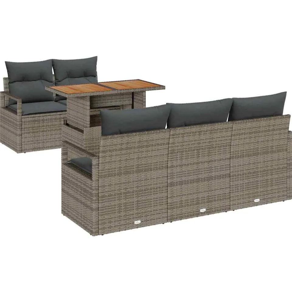 vidaXL Tuin Sofa Set 6 st Grijs Poly riet