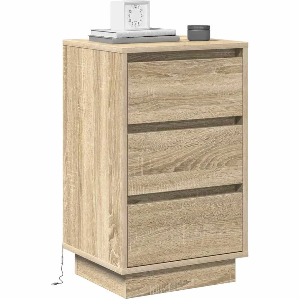 vidaXL Nachtkastje Sonoma Eiken 39 x 34,5 x 65 cm Bewerkt hout Beige