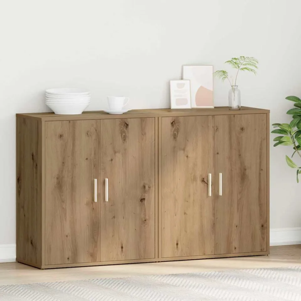 vidaXL Dressoir 2 st Artisan Eiken 60 x 31 x 70 cm Bewerkt hout, foto 4