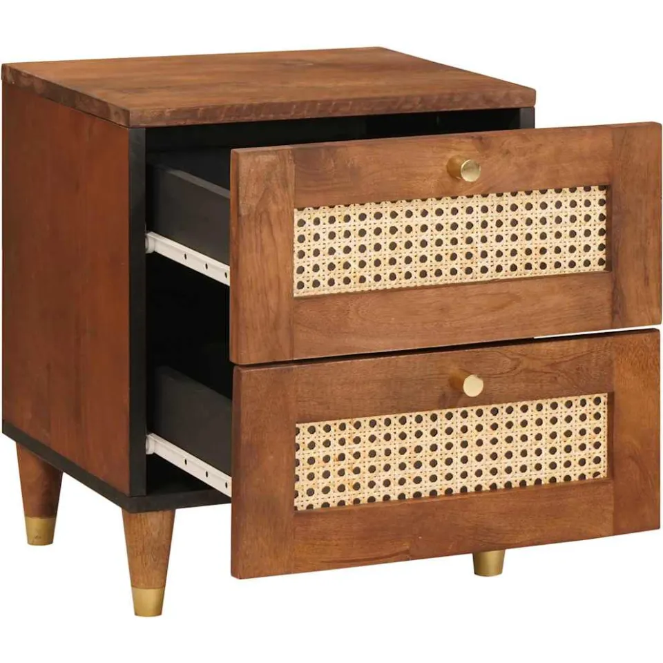 vidaXL Nachtkastje 2 st Bruin 40 x 33 x 46 cm Massief acaciahout