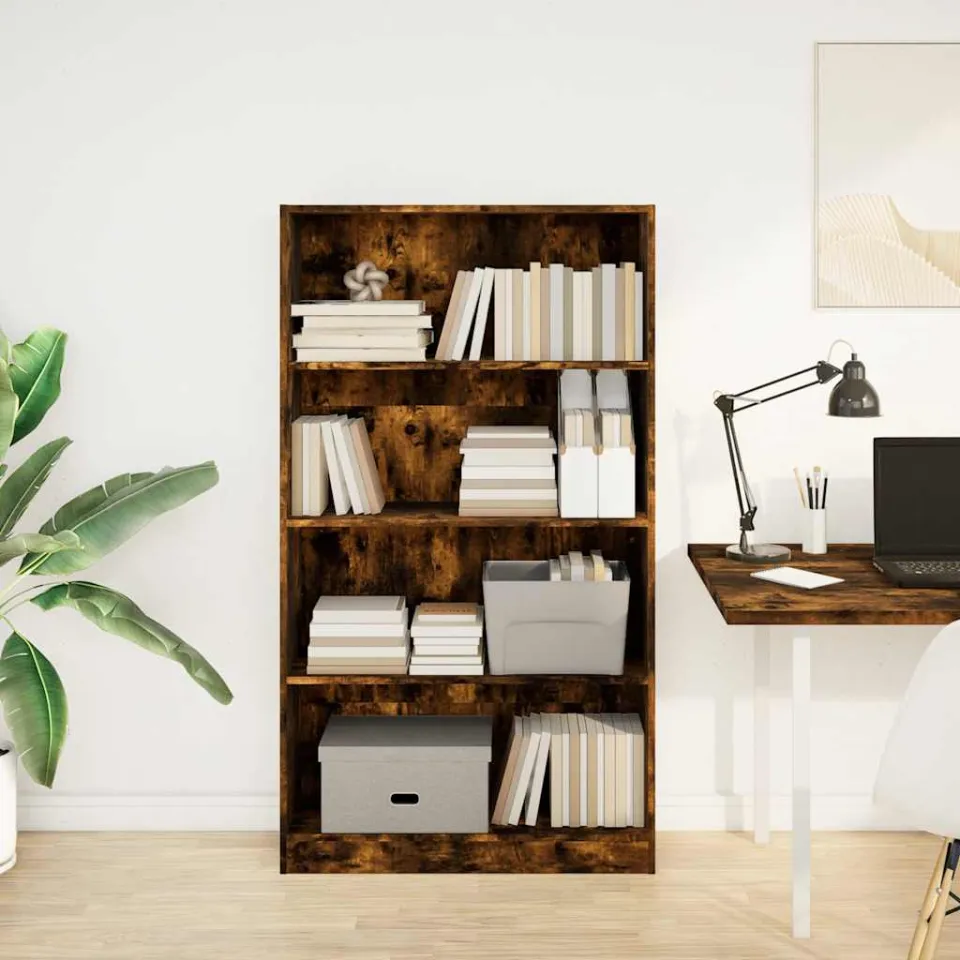 vidaXL Boekenkast 80x24x143 cm bewerkt hout gerookt eikenkleurig, foto 2