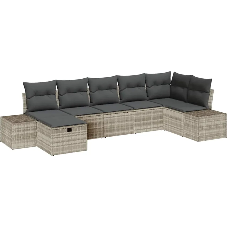vidaXL Bankstel 8 st poly rattan Lichtgrijs
