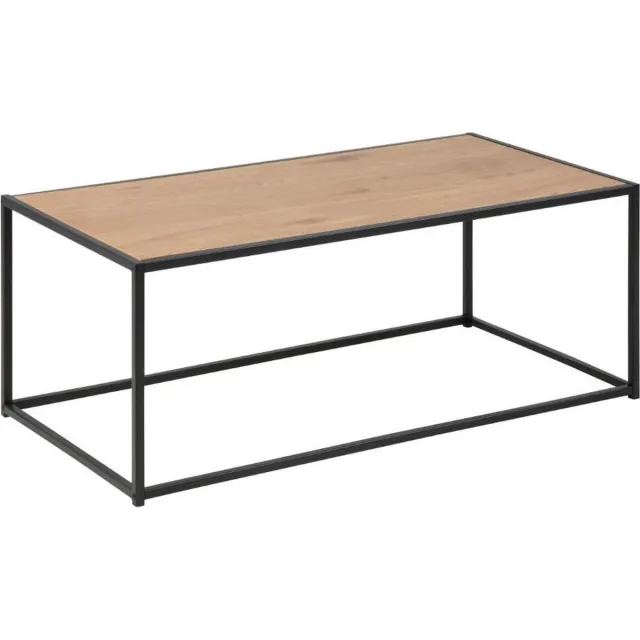 BELFURN Jussi salontafel 100x50 cm in melamine wilde eik op zwart metalen frame bruin