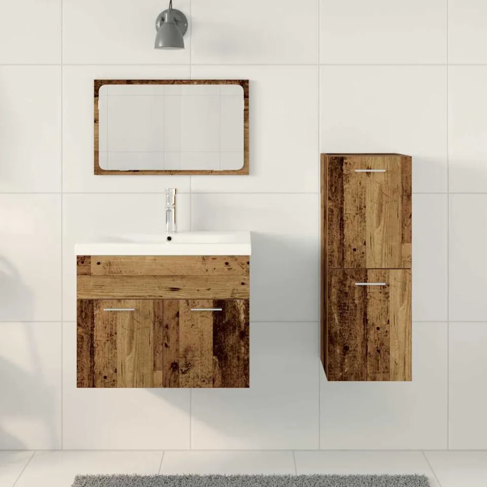 vidaXL Badkamermeubelset 4 st Bruin Bewerkt hout, foto 3
