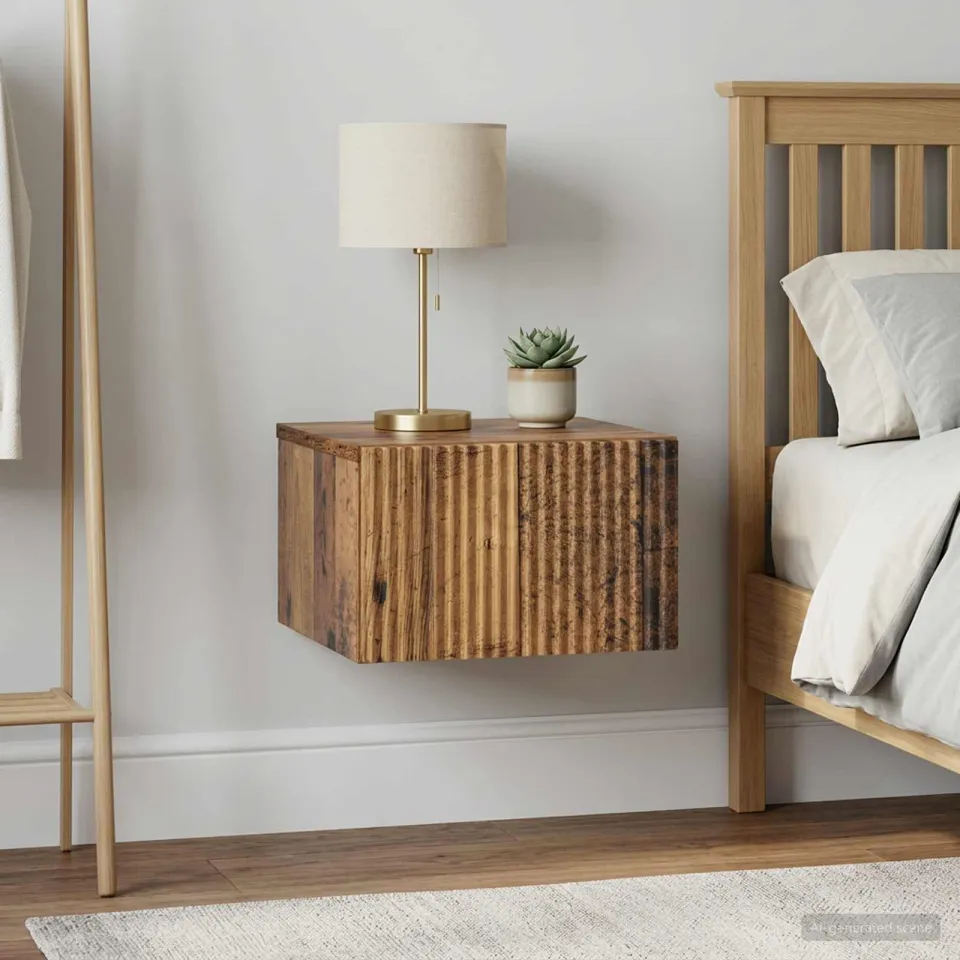 vidaXL Wandbeugel Bedkast 2 st Oud hout 33 x 34,5 x 20 cm Bewerkt hout bruin, foto 4