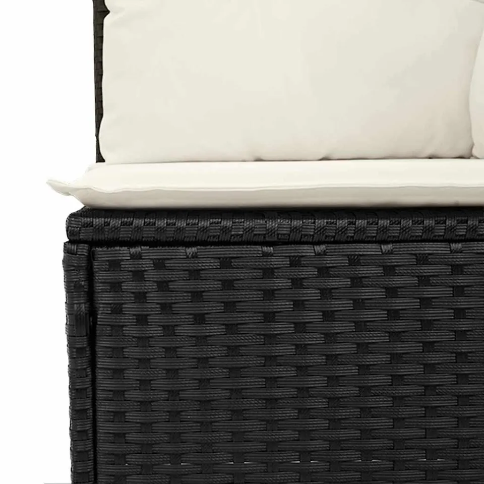 vidaXL Tuinbankenset 7 st Zwart en Crème poly rattan, foto 4