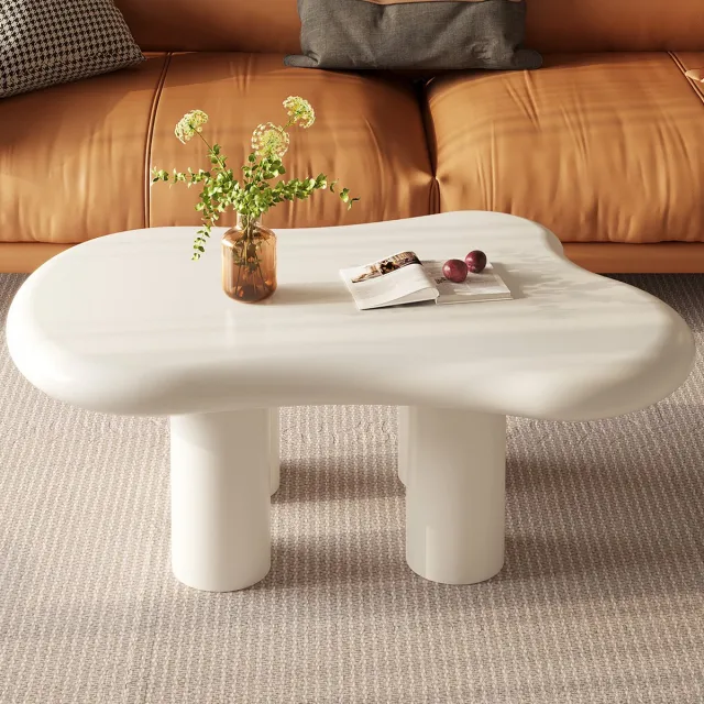 GUYII Salontafel 90 cm – Moderne Salontafel – Design Bijzettafel met Meerdere Poten – Crème Salontafels