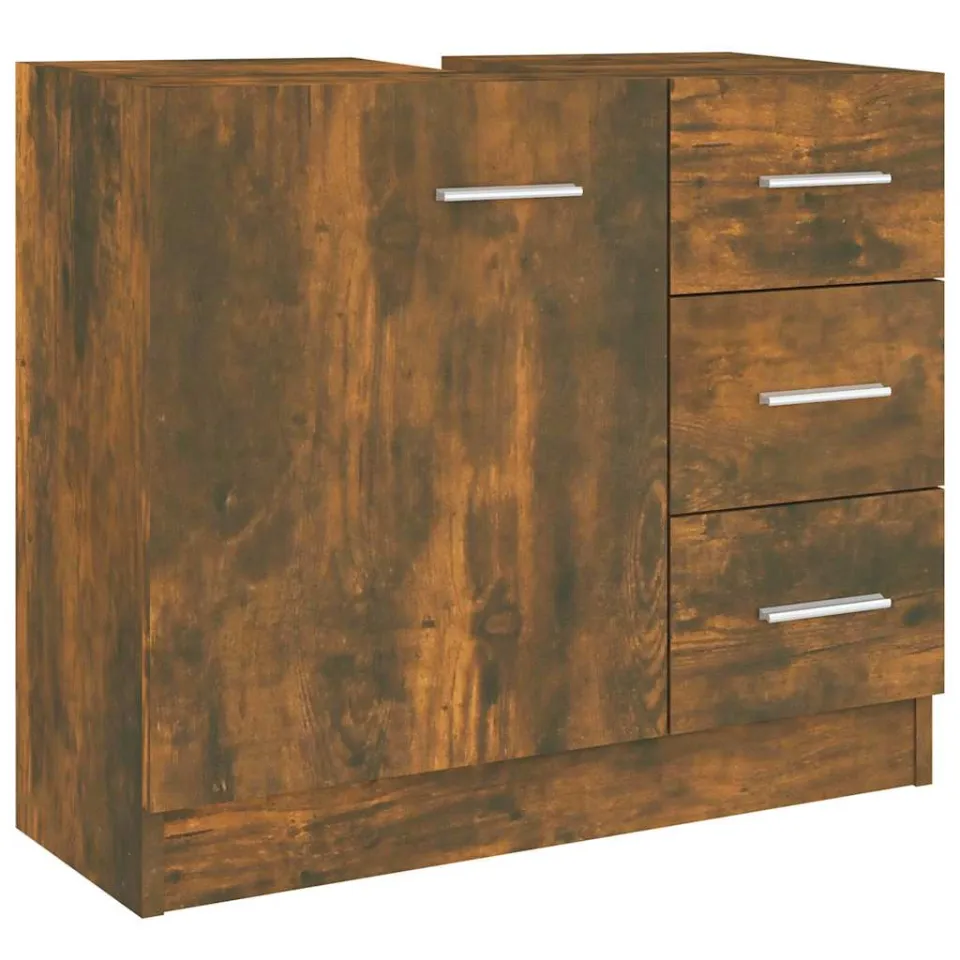 vidaXL Wastafelkast 63x30x54 cm bewerkt hout gerookt eikenkleurig Bruin