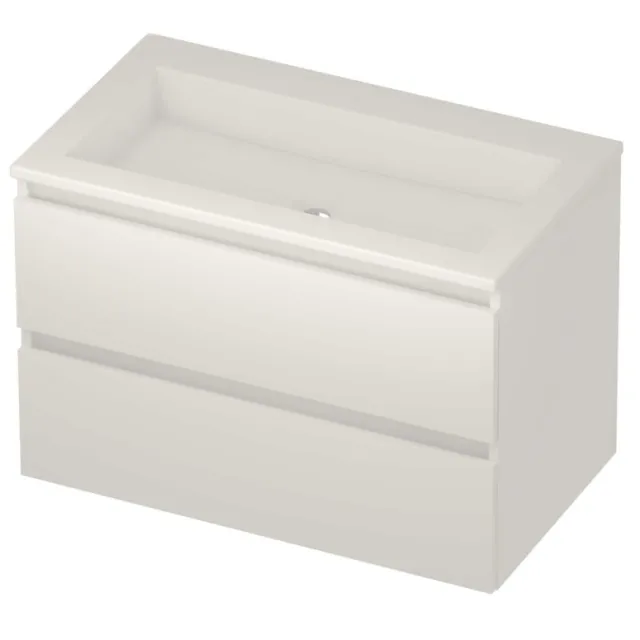 Basic-Line Aura 46 Badmeubelset Acryl Zonder Kraangat Greeploos 80x46x54 cm Mat White Glans Wit