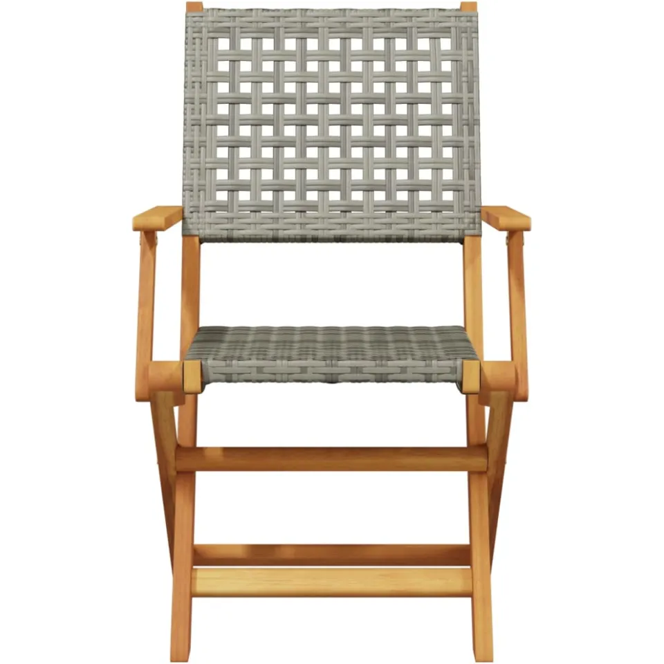 vidaXL 5-delige Tuinset poly rattan en massief hout grijs, foto 4