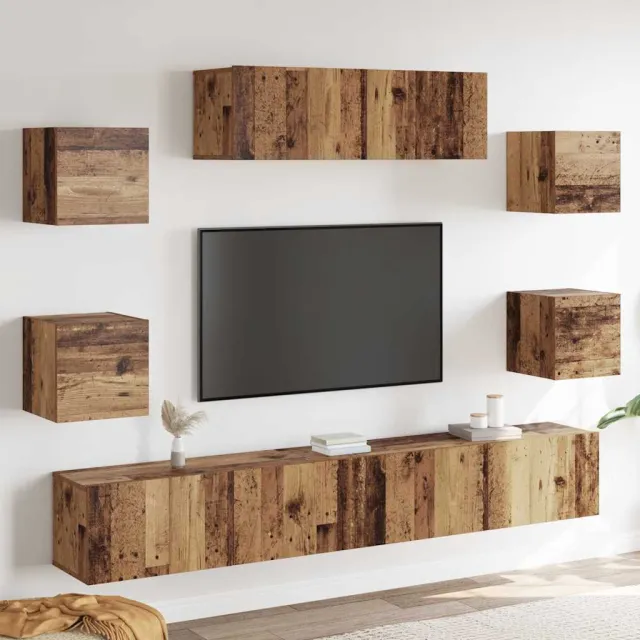 vidaXL 7-delig Tv-meubelset wandmontage bewerkt hout oud houtkleurig bruin, foto 2