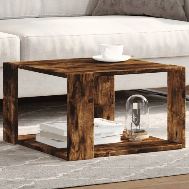 vidaXL Salontafel 51,5x51,5x30 cm bewerkt hout gerookt eikenkleurig, foto 2