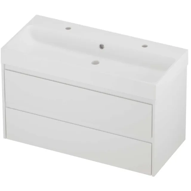 Proline Podium Badmeubelset Polystone Loft 2 Kraangaten 100x46x62 cm Mat White Mat Wit
