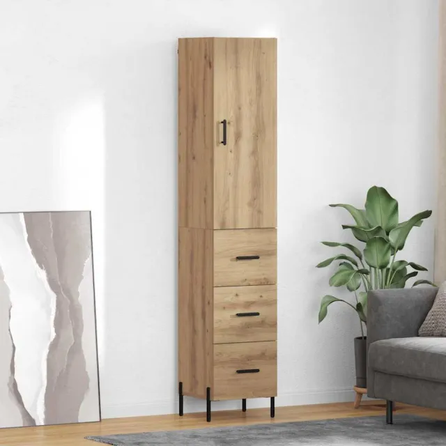 vidaXL Highboard Artisan Eiken 34,5 x 34 x 180 cm Bewerkt hout Bruin