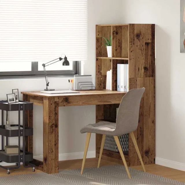 vidaXL Bureau Oud Hout 122 x 67 x 145 cm Bewerkt hout bruin, foto 2