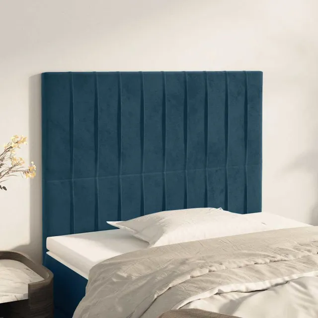vidaXL Hoofdbord donkerblauw 100x5x118/128 cm fluweel blauw