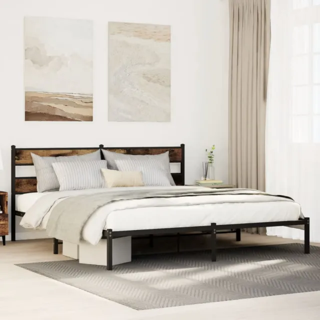 vidaXL Bedframe zonder matras metaal gerookt eikenkleurig 180x200 cm