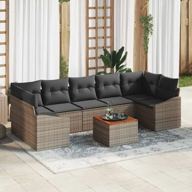 vidaXL Tuinbankenset 8 st Grijs poly rattan, foto 2