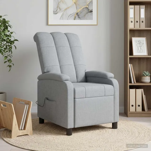 vidaXL Massage Recliner Lichtgrijs Stof