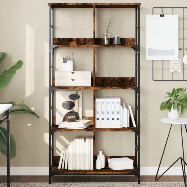 vidaXL Boekenrek 78,5x33x153 cm bewerkt hout gerookt eikenkleurig Bruin