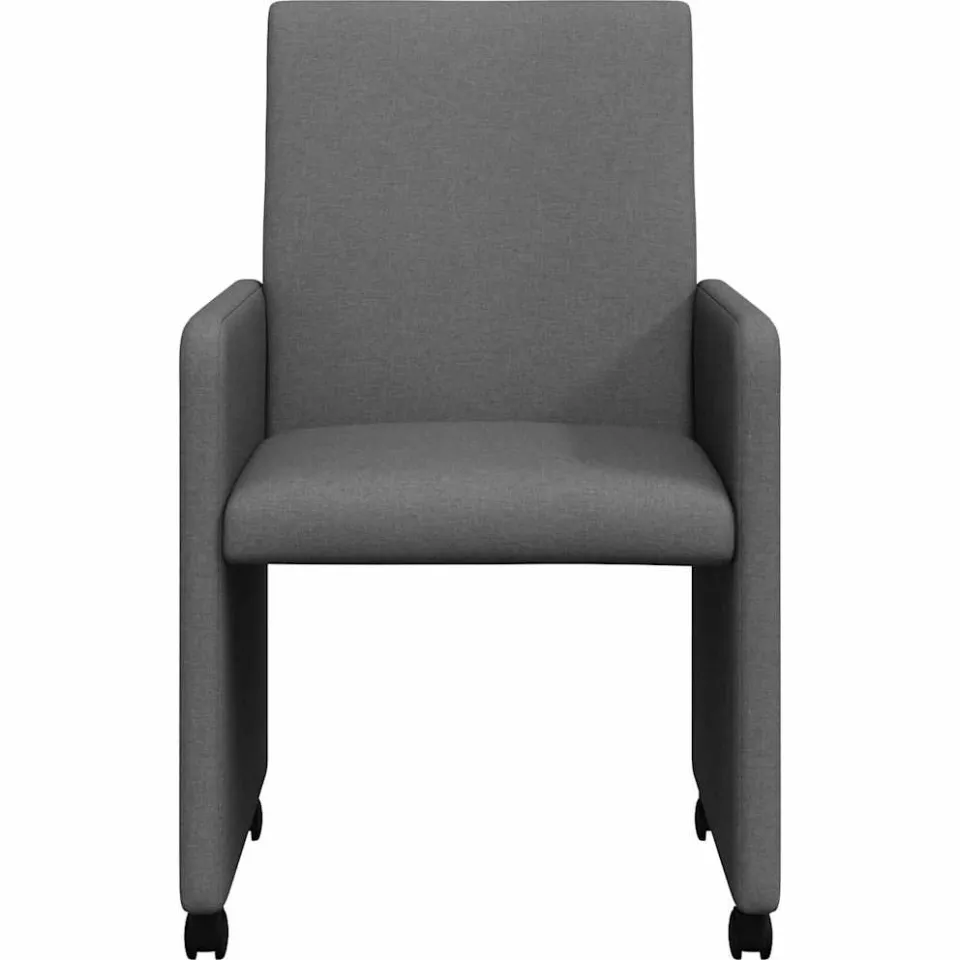 vidaXL Eetkamerstoelen met Wieltjes 2 st Stof Donkergrijs grijs, foto 4