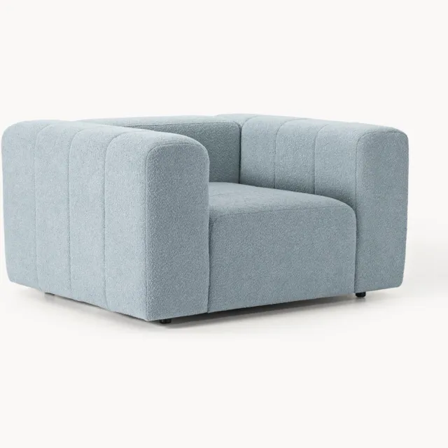 Westwing Collection Bouclé loungefauteuil Lena Lichtblauw