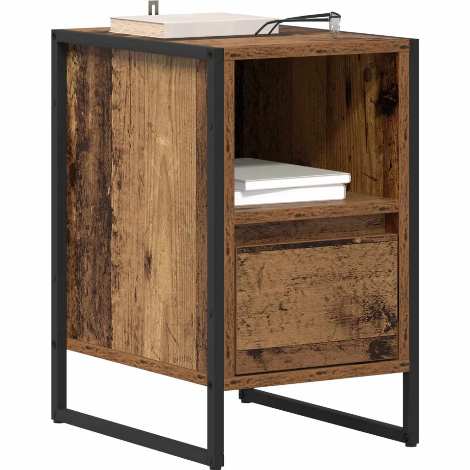 vidaXL Nachtkastje 2 st Oud Hout 39,5 x 30 x 50 cm Bewerkt hout Bruin