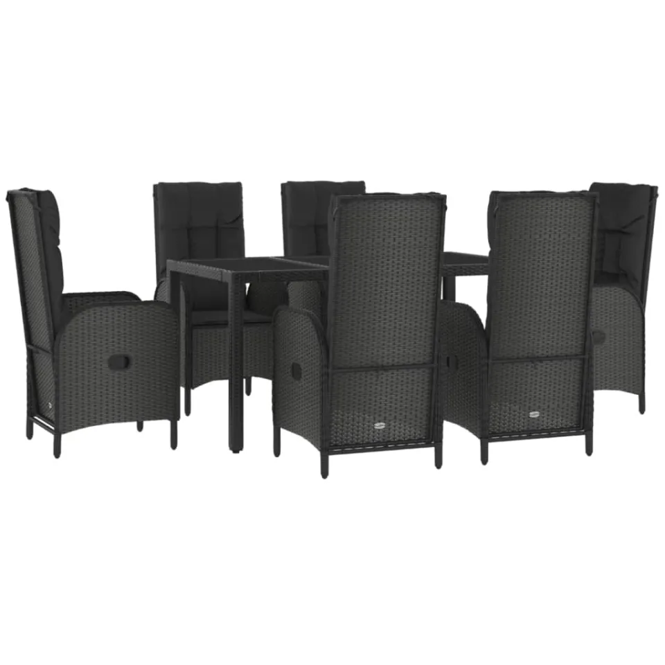vidaXL 7-delige Tuinset met kussens poly rattan zwart en grijs, foto 3