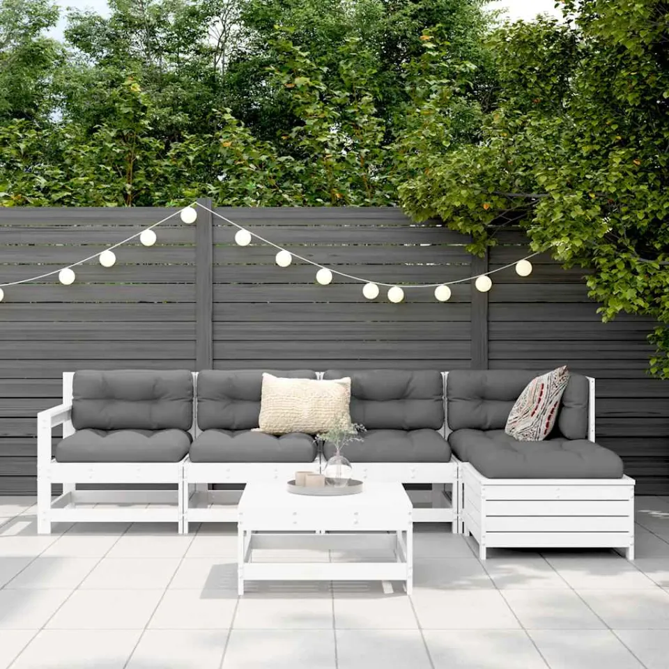 vidaXL 6-delige Loungeset massief grenenhout wit, foto 3