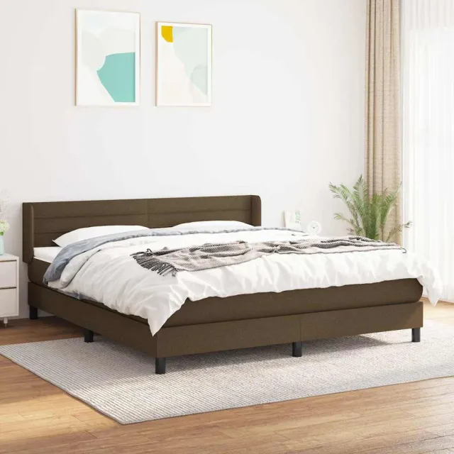 vidaXL Boxspring met matras stof donkerbruin 160x200 cm bruin