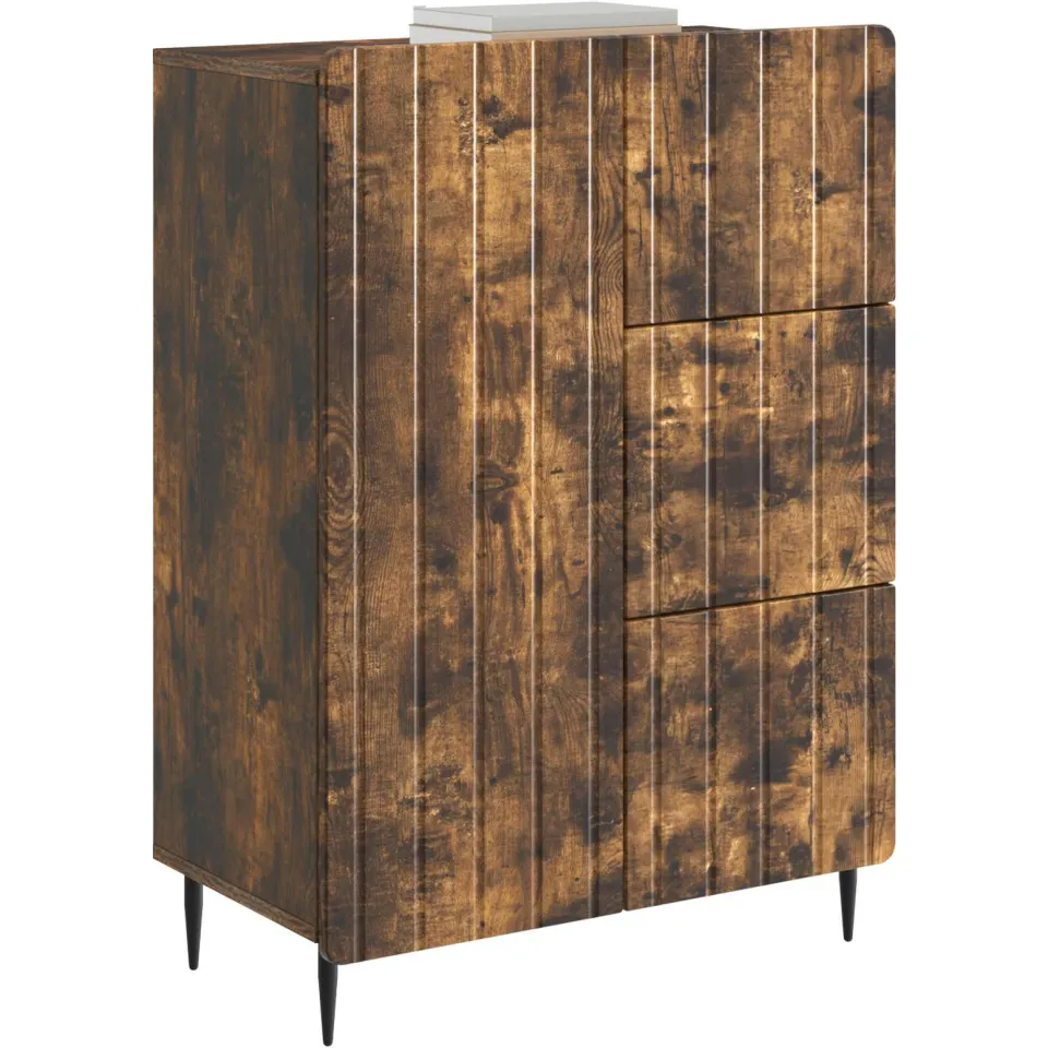 vidaXL Dressoir Gerookt eiken 66 x 34,5 x 92 cm Bewerkt hout Bruin