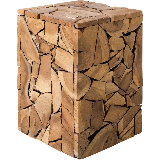 Beliani NELSON - Bijzettafel - Lichte houtkleur - Teakhout Bruin