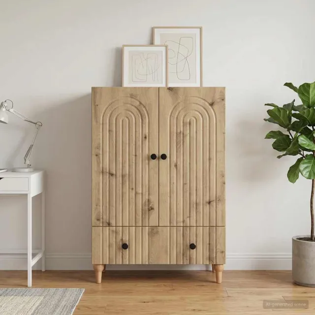 vidaXL Dressoir Artisanaal eiken 66 x 34,5 x 95 cm Bewerkt hout, foto 2
