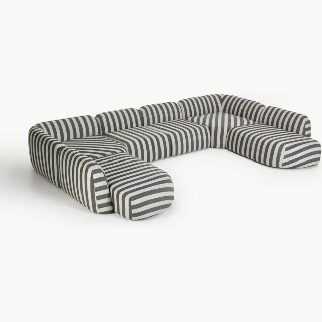 Westwing Collection XL modulaire gestreepte bank Wolke Zwart