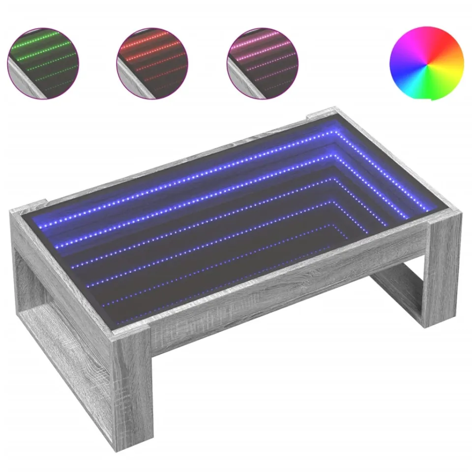 vidaXL Salontafel met Infinity LED 90x53x30 cm grijs sonoma eikenkleur, foto 4