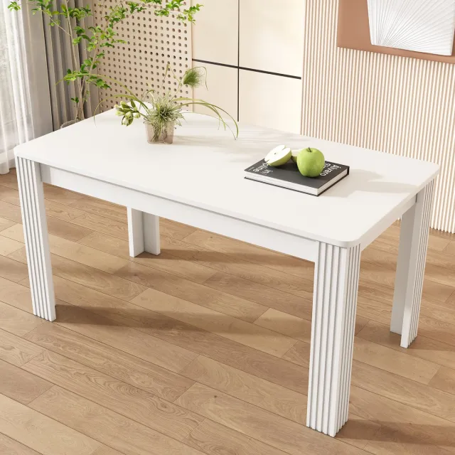 MODENUIT Eettafel - Rechthoekig Tafelblad Met Vier Poten - Voor Eetkamer En Keuken Thuis - Spaanplaat - Wit