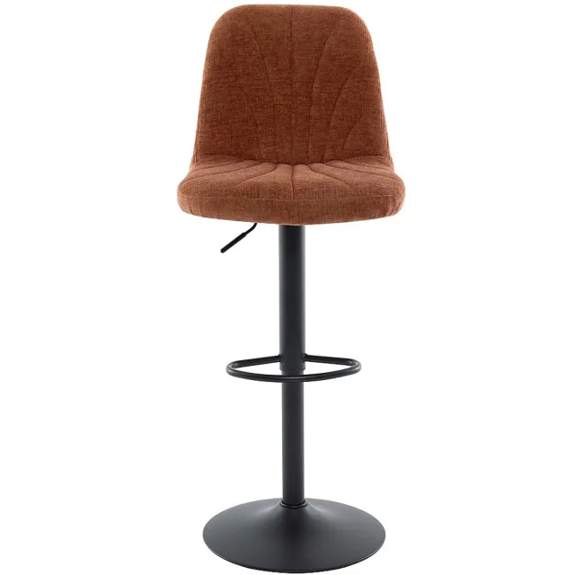 Vente-unique Set van 2 barkrukken in textuurstof en zwart metaal - Verstelbare hoogte - Terracotta - LASANDRIA
