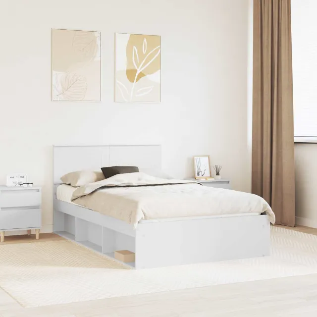 vidaXL Bedframe met hoofdeinde Wit 120 x 190 cm Bewerkt hout