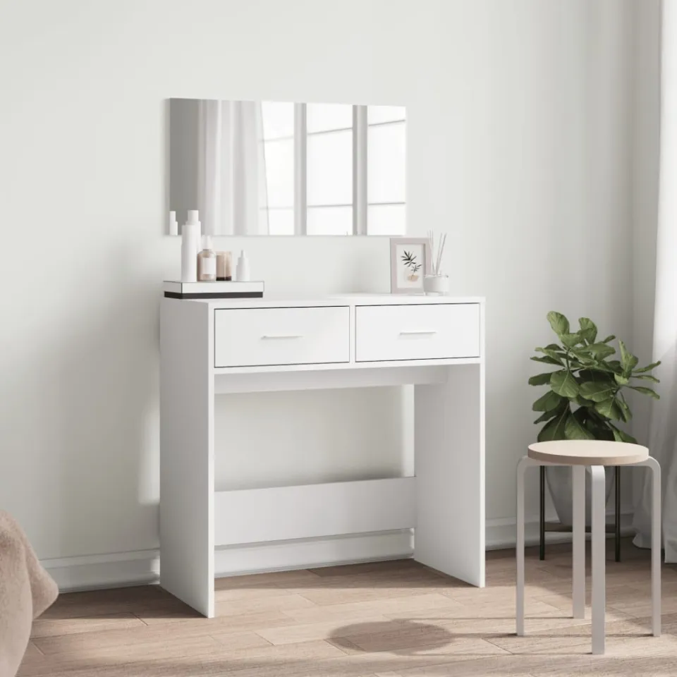 vidaXL Kaptafel met spiegel 80x39x80 cm wit, foto 3