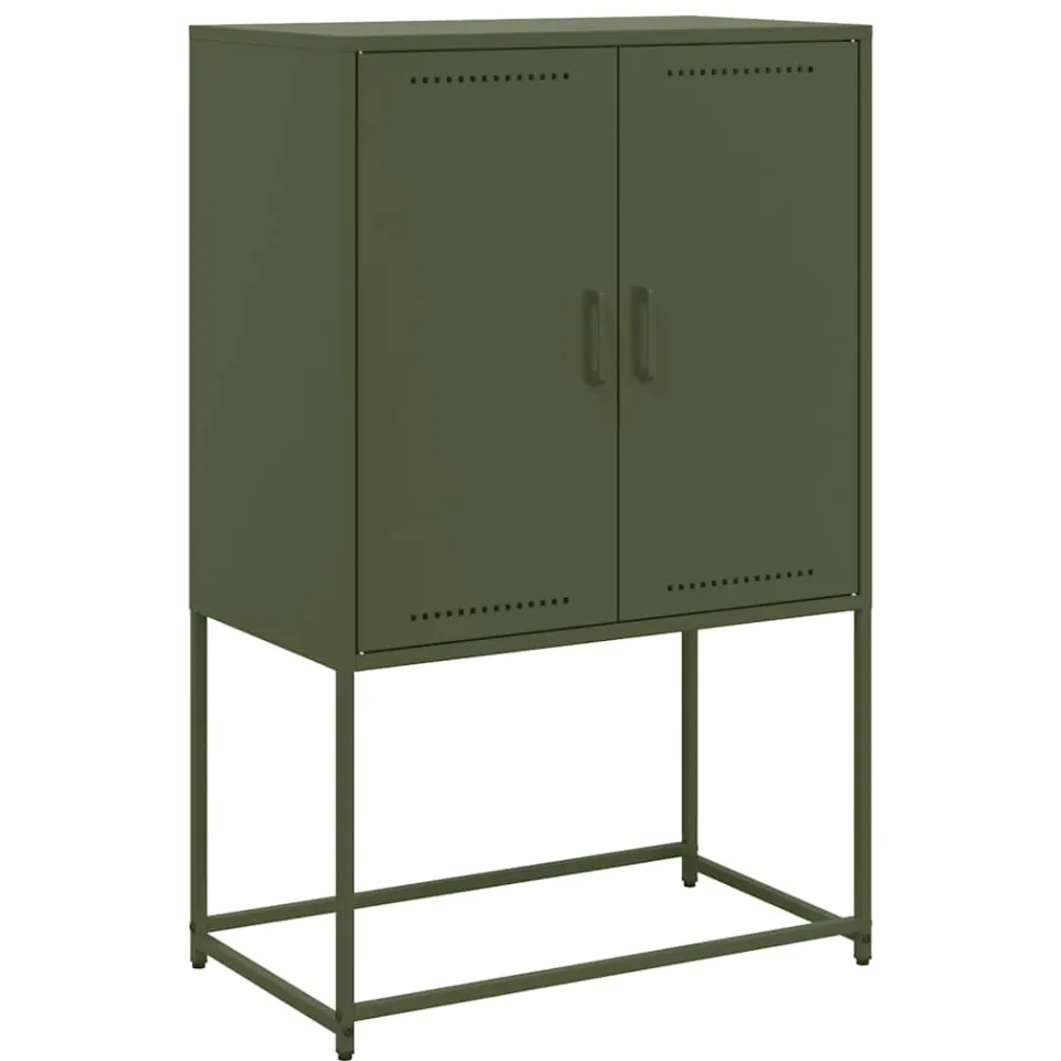 vidaXL Hoge kast 68,5x38,5x107 cm staal olijfgroen